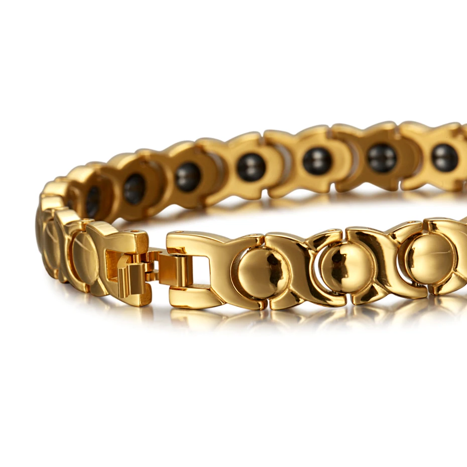 RainSo Hematite Bracelets & Bangles For Women Hot Sale Healing Magnetic Stainless Steel Zircon Fashion Jewelry