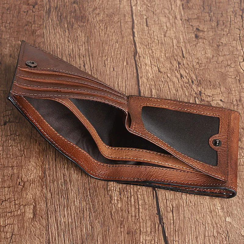 Vintage high-quality genuine leather men's women's wallet casual simple luxury soft natural real cowhide card holder coin purse