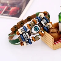 shsby cat eye jewelry bangles mens leather bracelets women vintage charms weave wristlet for girl boy gift
