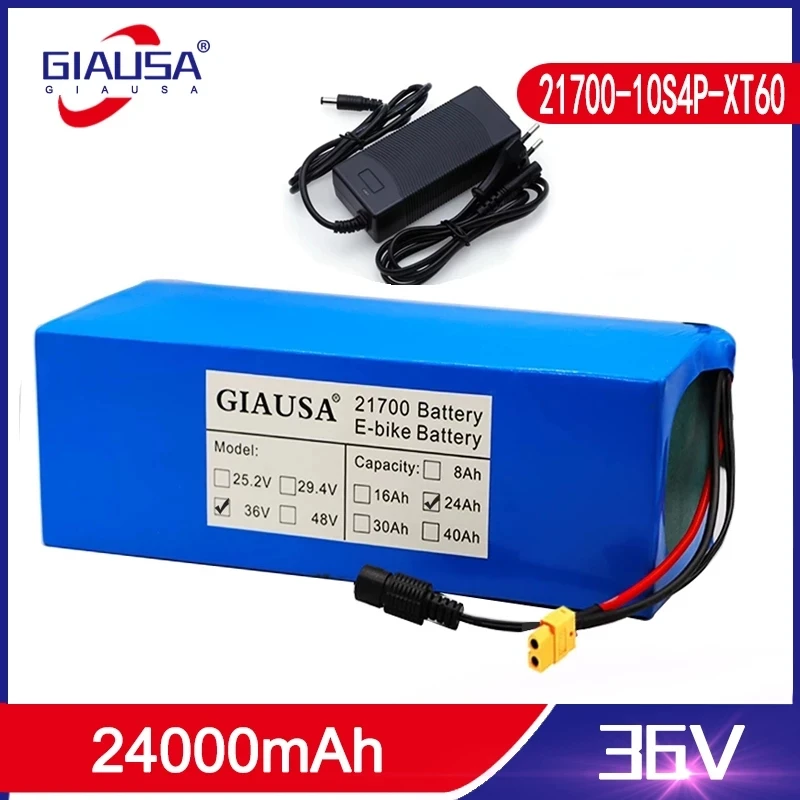 

Аккумулятор GIAUSA 36 В 24 Ач 21700 10S4P 500 Вт аккумуляторы высокой мощности 42 в 24000 мАч для электровелосипеда с защитой BMS