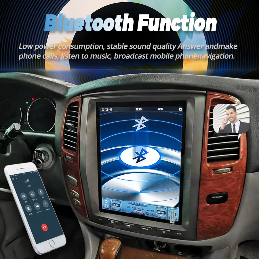 Автомагнитола Tesla Screen Android Radio с GPS, Carplay, мультимедиа-видеоплеером на 128 ГБ для Toyota Land Cruiser 100 2003 и Lexus LX470.