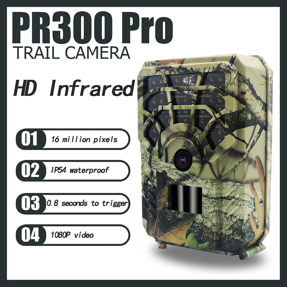 

PR300 PRO 16MP HD 1080P Infrared Wildlife Hunting Camera Tracking Waterproof Outdoor Night Vision Photo Trap Detection Camera