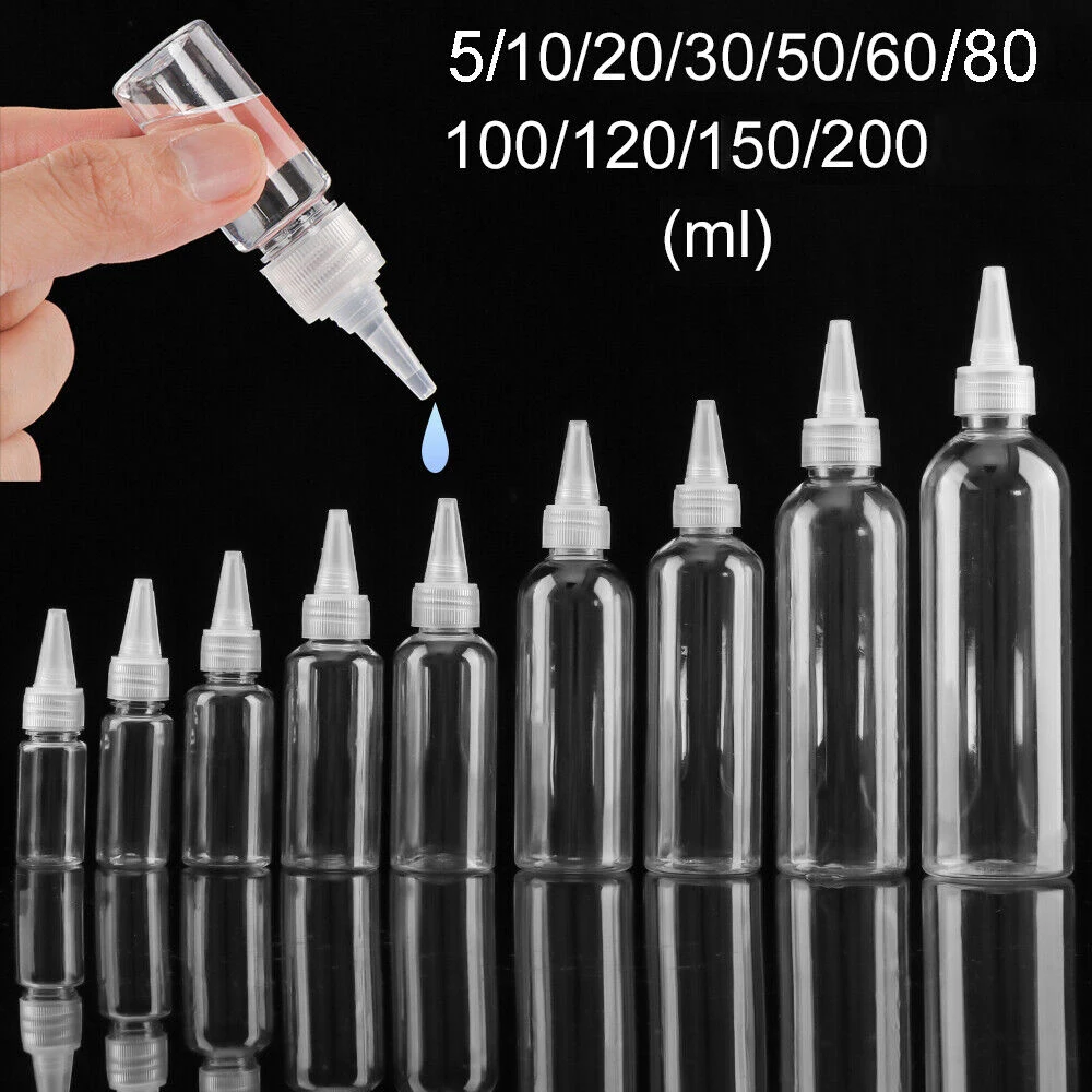 

5PC 10-250ml Empty Dropper Bottle Plastic Squeeze Bottle with Childproof Cap for Oil Paint Liquid Glue Container Ink Oil Dropper