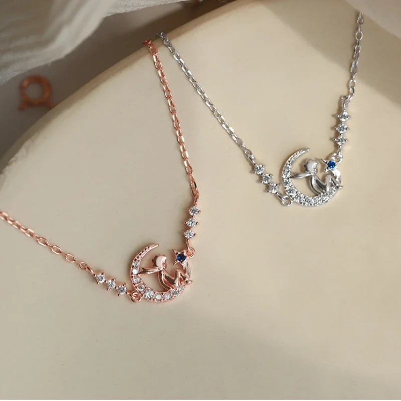 

Moon Bracelet for Women with Rhinestone Stars Sweet and Lovely Gift for Friend Gold and Silver Chain Thin Bracelets Jewelry