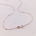 Тонкое ожерелье из стерлингового серебра 925 пробы с бусинами из розового змея золотистого цвета, цепочка для женщин и девочек, детское ювелирное изделие, колье, 35-80 см