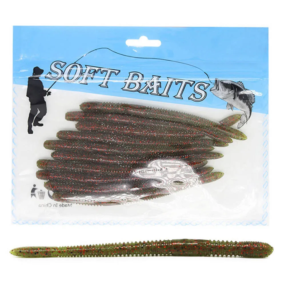 

10pcs/pack 11.5cm 4.2g Soft Lure Thread Design Worm Swim Bait Pike Baits Bass Lures Flexible Soft Bait Body Fishing Accessories