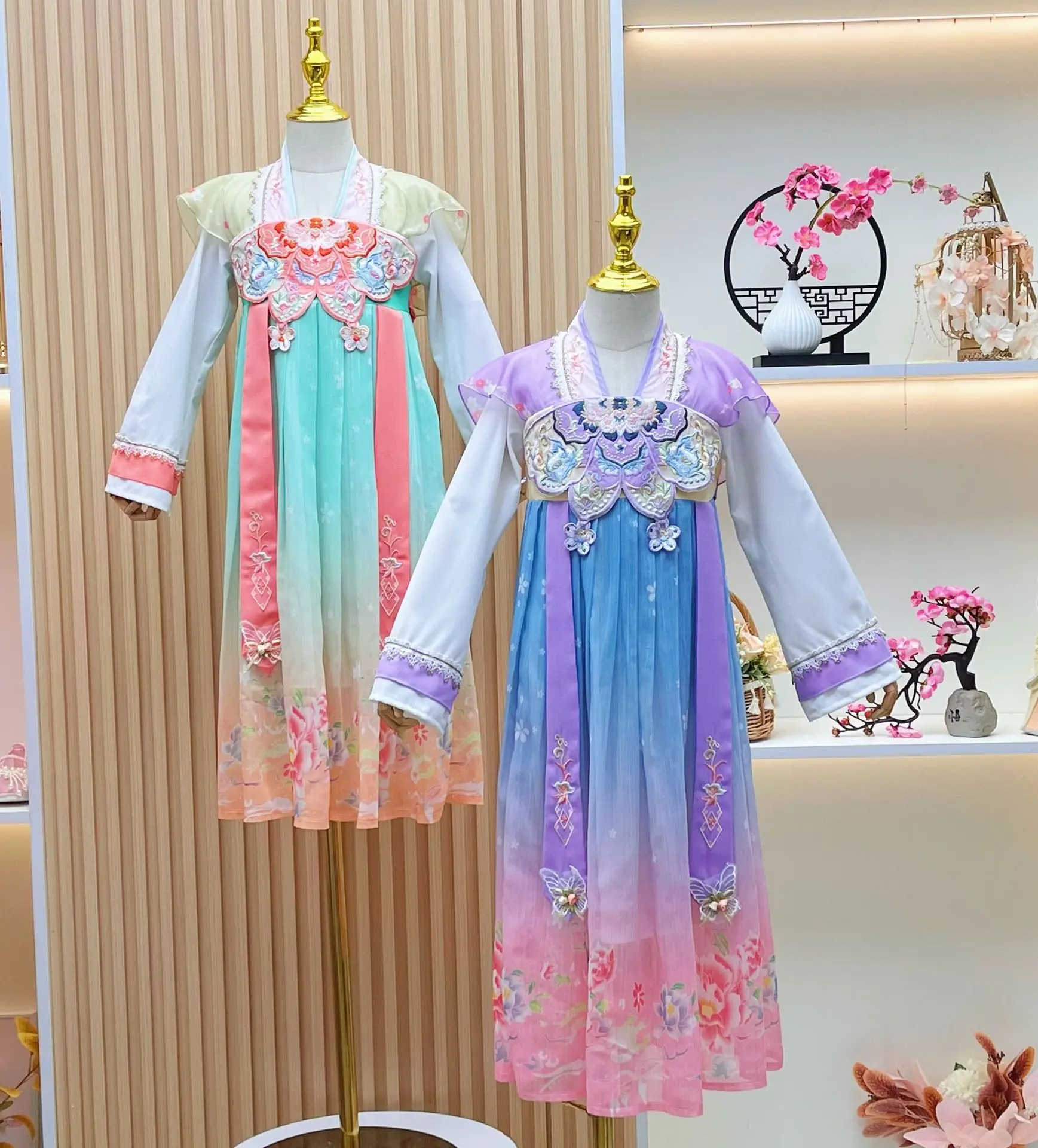 Vintage Girls Hanfu Dress Traditional Chinese Cloth Outfit Ancient Folk Dance Stage Costumes Oriental Fairy Princess Cosplay