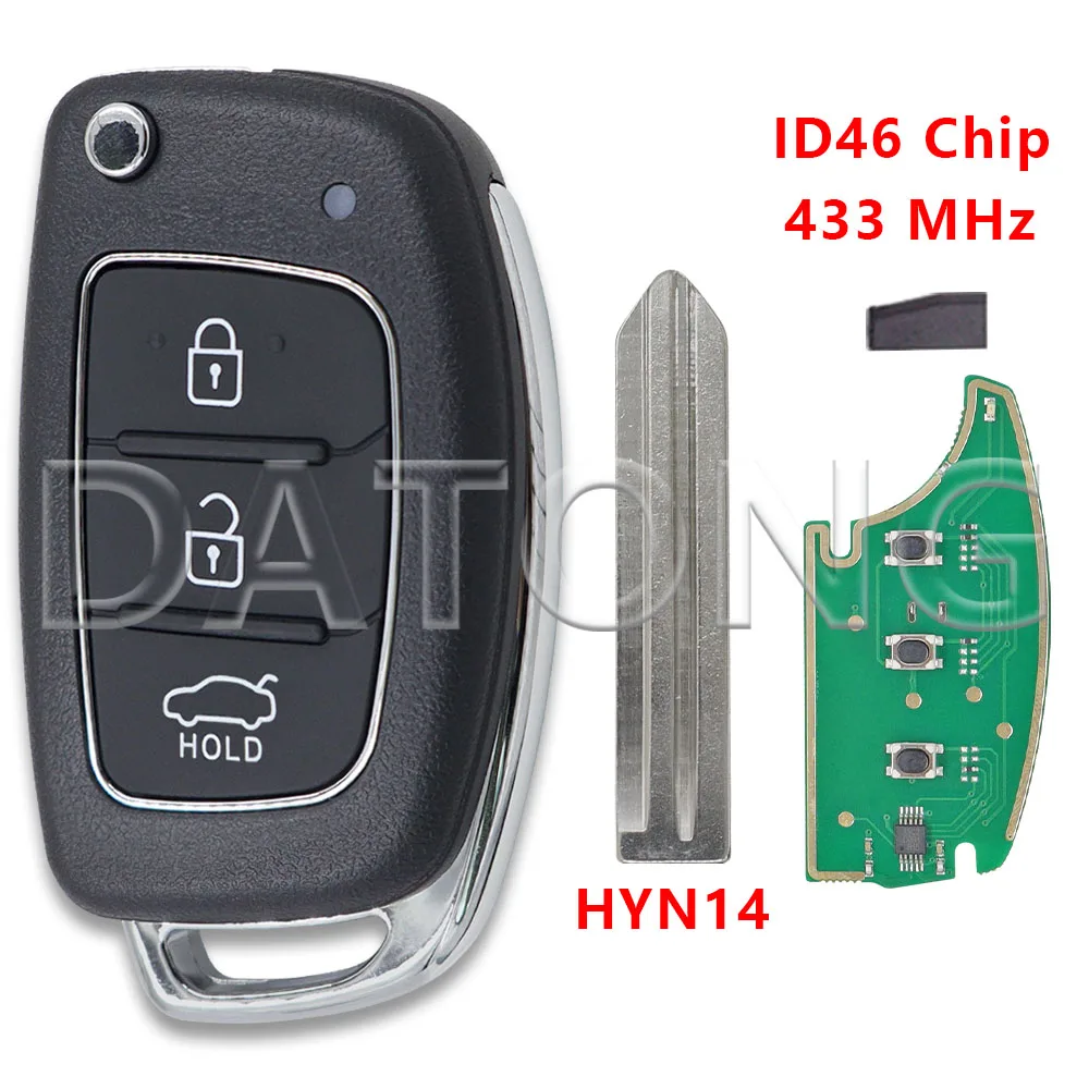 

Datong 433 МГц ID46 PCF7936 чип флип автомобильный дистанционный ключ Hyundai Elantra Santa Fe Sonata новый IX25 IX35 IX45