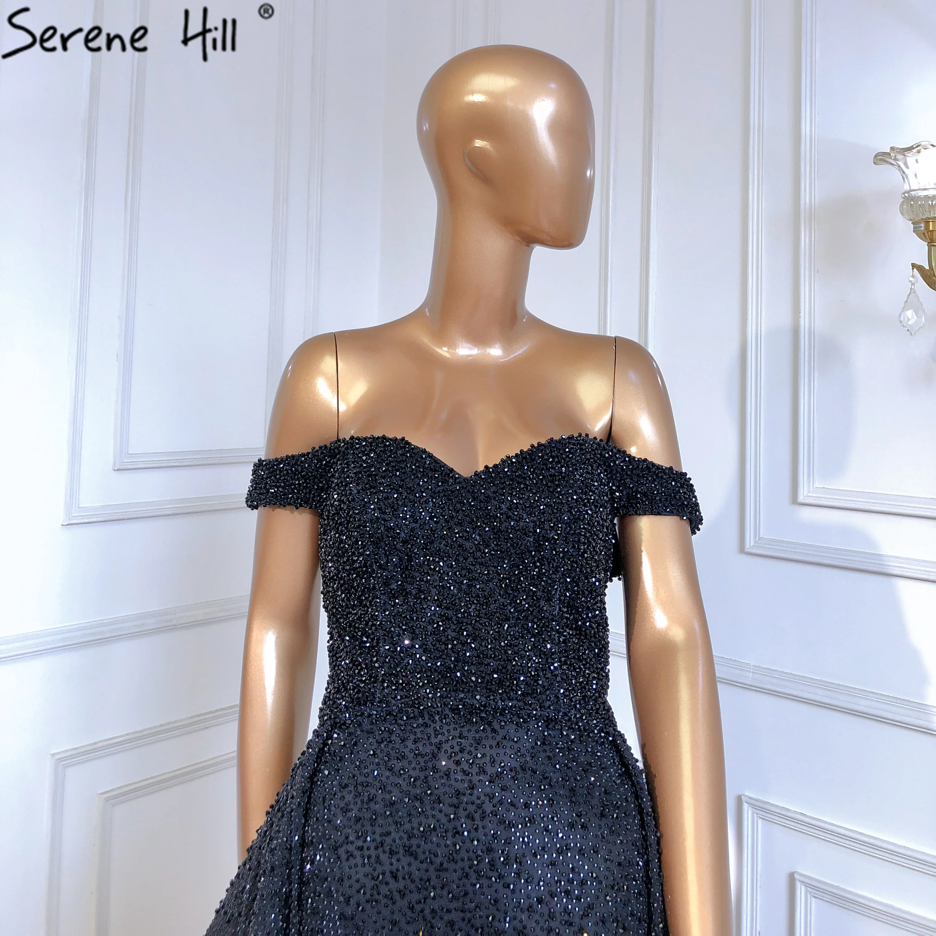 Серое вечернее платье Serene Hill Dubai с полными кристаллами 2023 пикантное роскошное