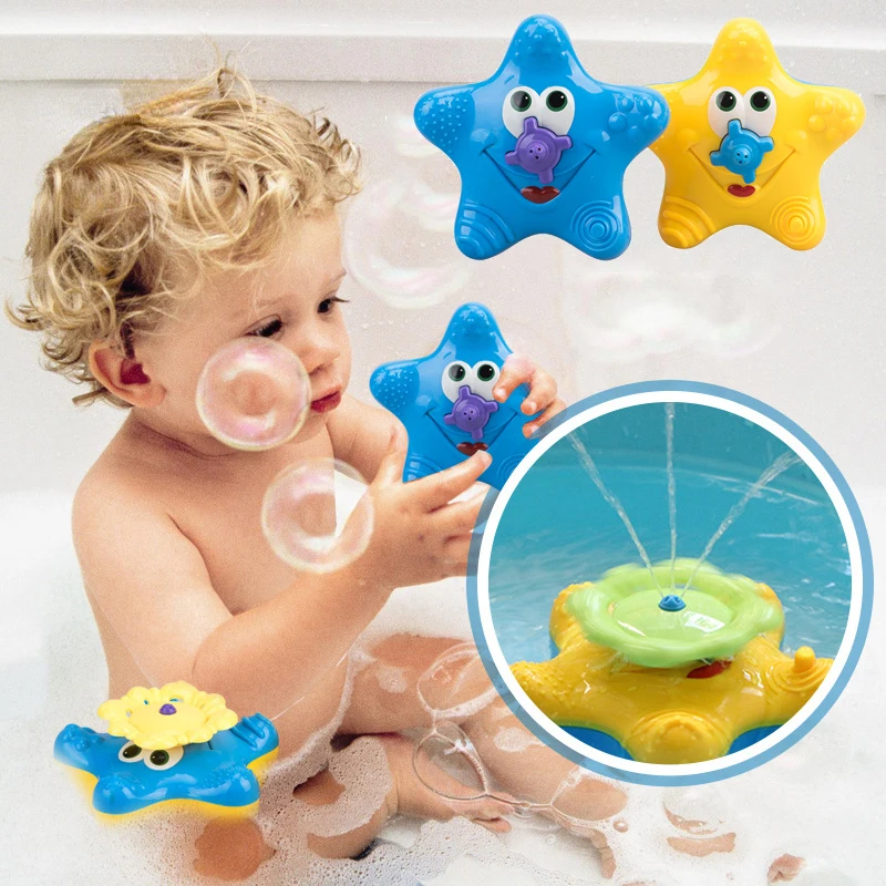 

Cute Starfish Baby Bath Toy Spinning Spray Water Baby Shower Bathtub Novelty Toys Pool Bathroom Funny Water Game Toys for Kids