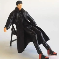 112 scale male figure accessory black leather windbreaker jacket t shirt pants clothes set for 6 inches action figure body shf