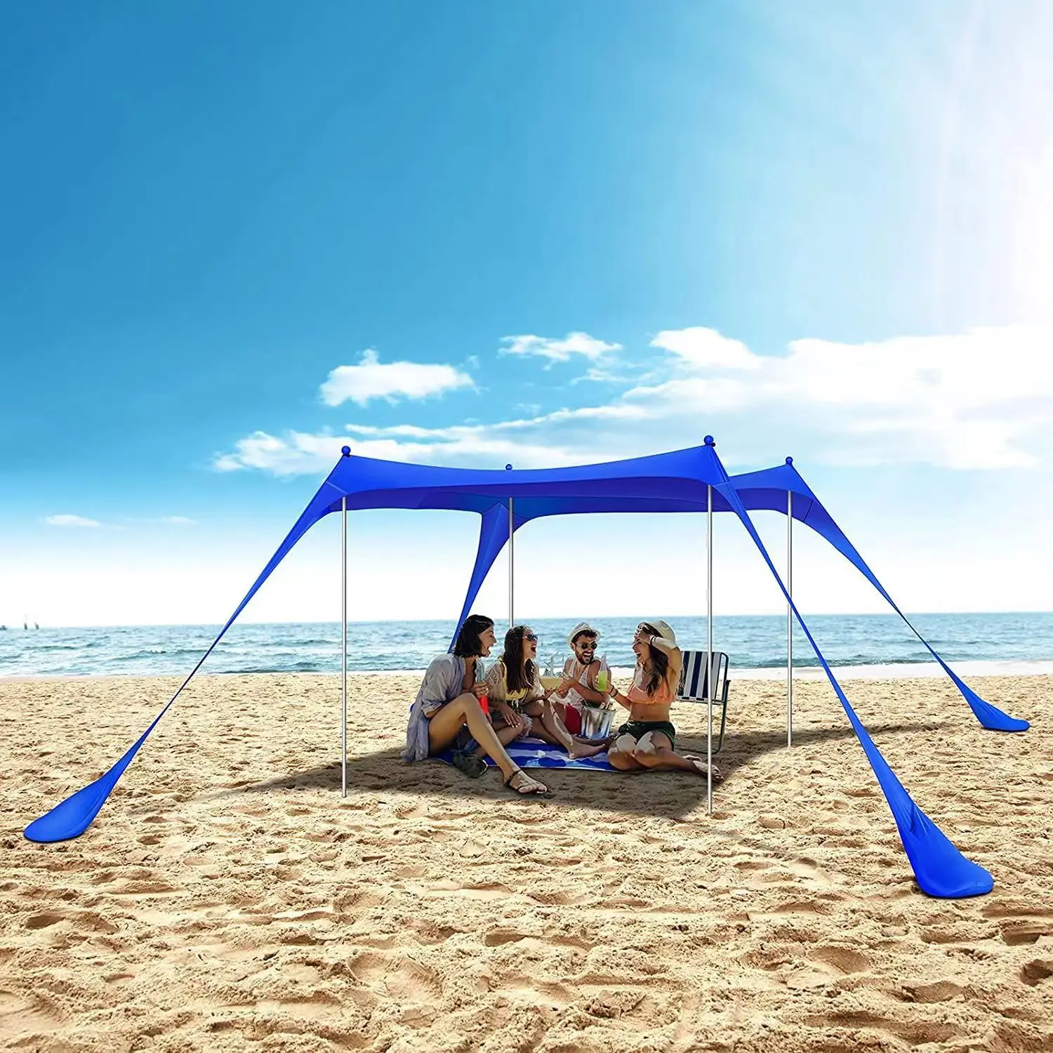 

3M Summer Tourist Beach Umbrella Sun Shelter Beach Tent UPF50+ Outdoor Sun Awning Sun Canopy Beach Shade Parasol Beach Tarp