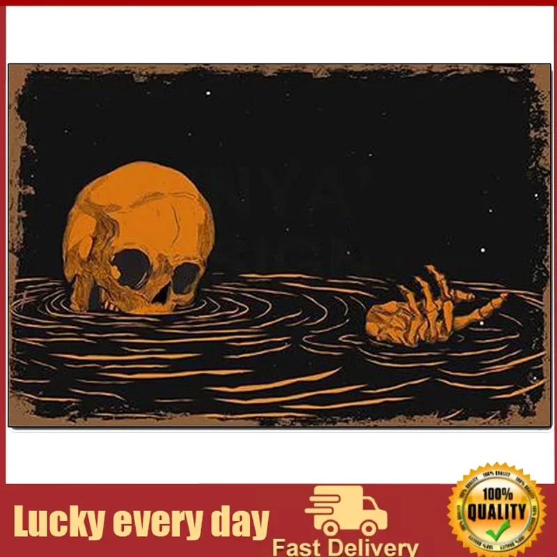 

Original Vintage Design Skull Whiskey Tin Metal Signs Wall Art|Thick Tinplate Print Poster Wall Decoration farmhouse decor