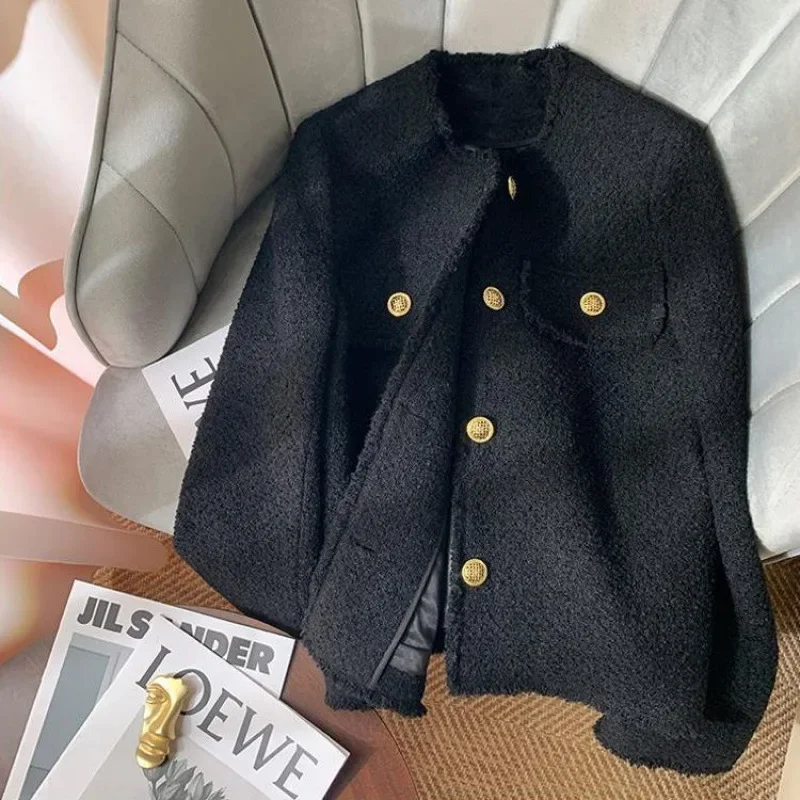 Плюс размер твидовый стиль грубый пиджак для женщин весенне-осенний сезон