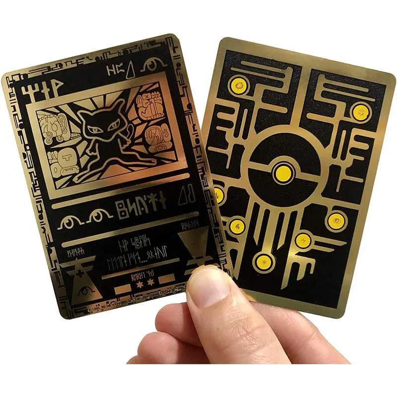 

Custom Gold Metal Card Ancient Mew Pokemon Card Game Collection Anime Cards Toys for Children Christmas Gift