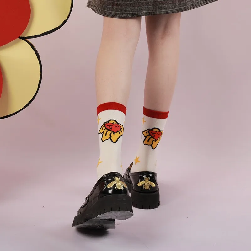5 Pairs of high quality women's socks flower heart tube socks character socks women's socks casual socks