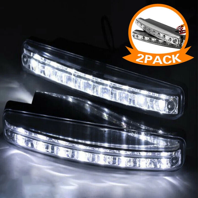 

2Pcs 8 LEDs Car Daytime Running Lights Car-styling DRL Car Daytime Lamp Driving DRL Fog Lamp Light Super 12V White Waterproof