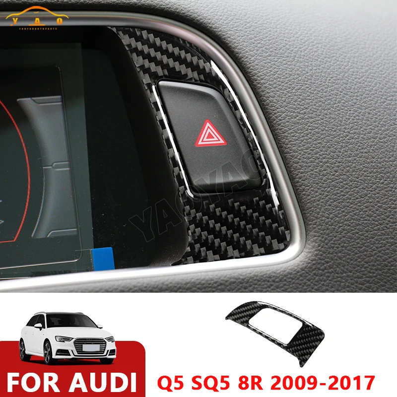 Фото Углеродное волокно для Audi Q5 SQ5 8R 2009-2017, автомобильная кнопка аварийного освещения, внутренняя наклейка №1