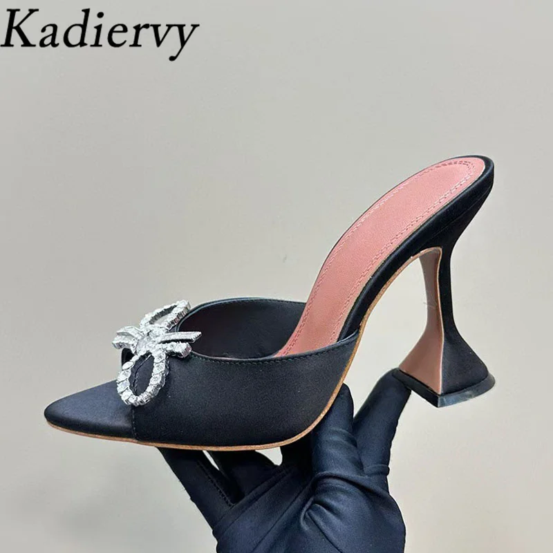 Летние тапочки на высоком каблуке женская обувь для вечеринок со стразами и