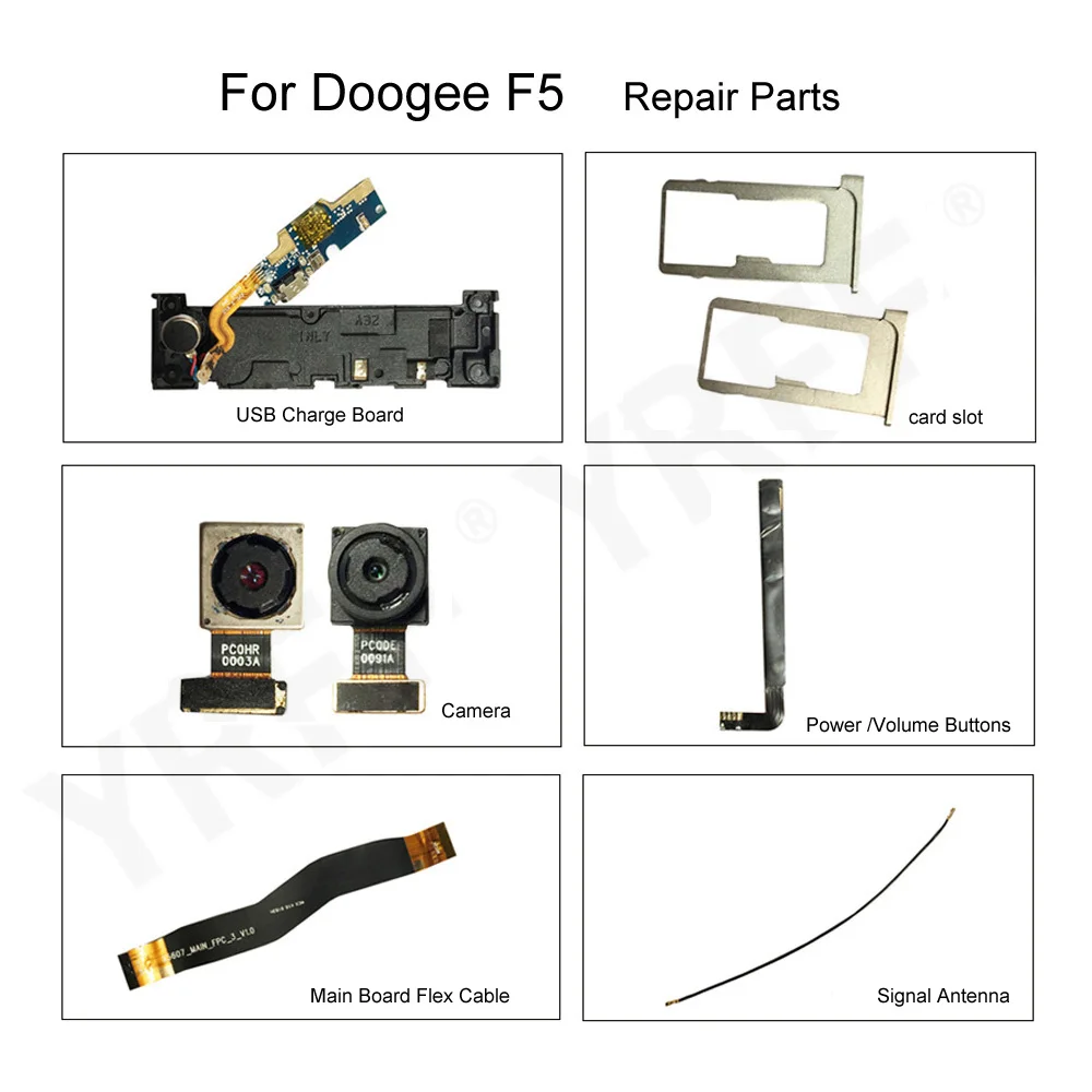 

For Doogee F5 USB Board Dock/Front Rear Camera/Power Volume Buttons/Fingerprint Sensor Buttons/Speaker Original Phone Parts
