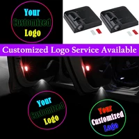 2x your customized logo car door led light wireless sensor no need drilling ghost shadow puddle laser projector universal