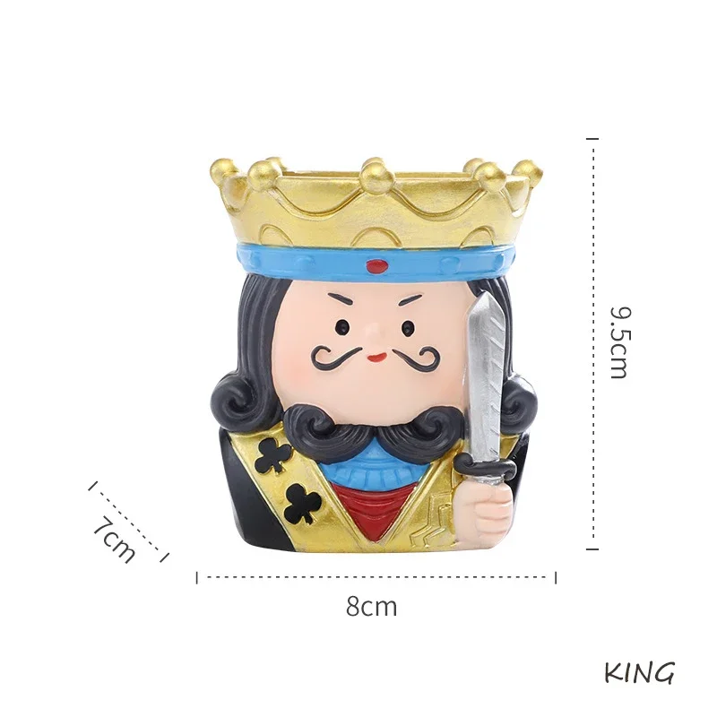 

Poker King Queen маленький горшок для растений, сочный горшок из смолы для домашнего офиса, стол, мини-орнамент, сказочный сад, украшение для цветочного горшка