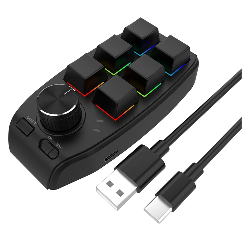 

Пользовательская клавиатура RGB пользовательская ручка клавиатура 6 клавиш 1 ручка игровая мини-клавиатура копия вставка клавиатура Bluetooth Черный