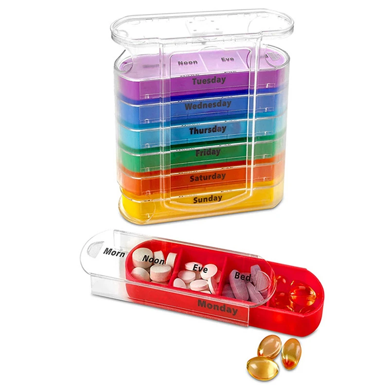 

28 Grid Spring Pill Box 7 Day Weekly Pillbox Plastic Storage Container Medicine Box Storage Of Tablets Colorful Pill Dispenser