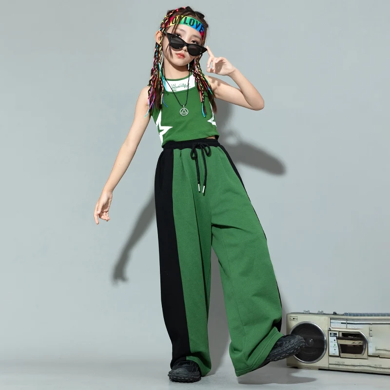 New Jazz Dance Girls Kids Clothing Children Vest Pants Suit Hip-hop Street Clothes Catwalk Show Costumes DQL9883