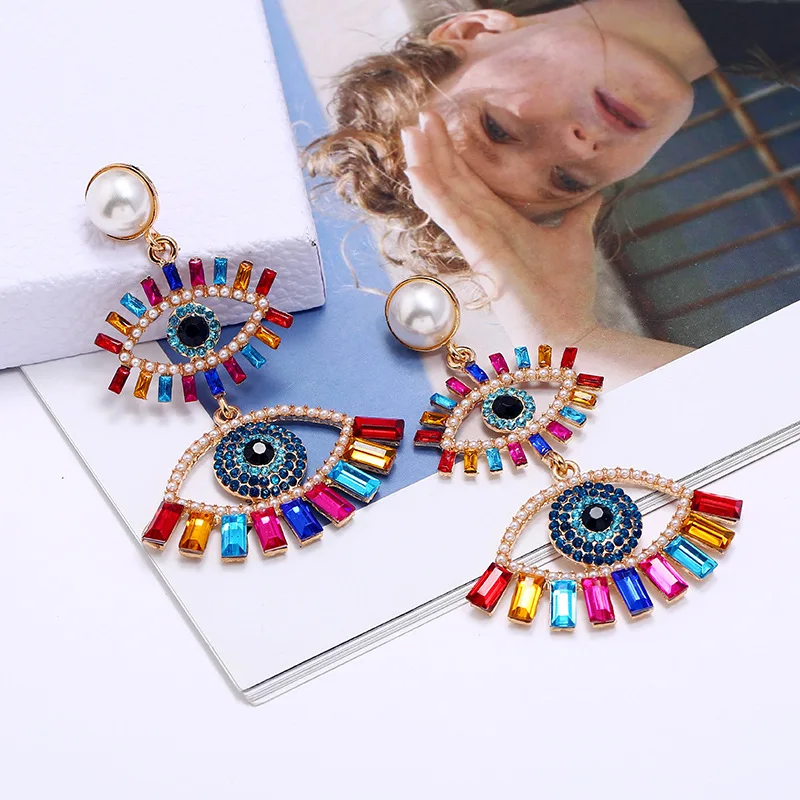 

Za Devil's Eye Exaggerated Earrings for Women 2023 New Long Personalized Eyes Ornament Vintage Jewelry