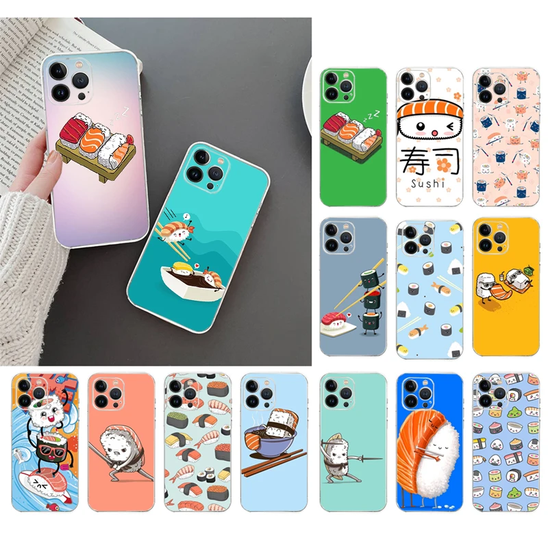 

Phone Case For iphone 14 13 12 11 Pro Max XS Max XR X 12mini 14 Plus SE Sushi Case Funda Capa Cell