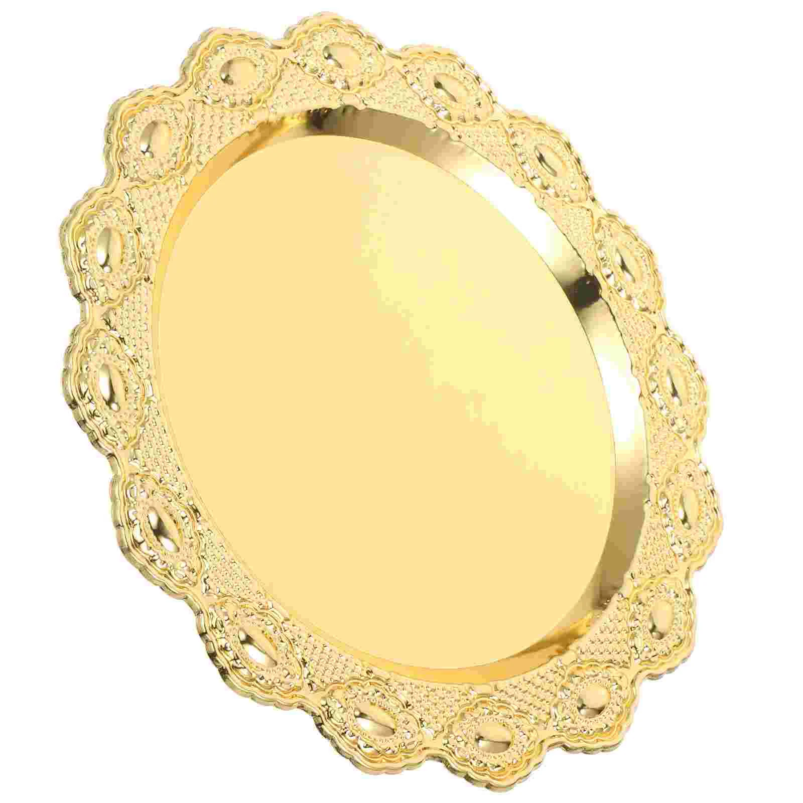 

Bread Tray Dessert Restaurant Serving Round Snack Platter Iron Cake Display Trays