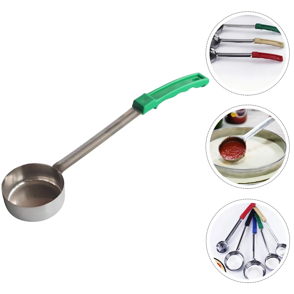 

Spoon Ladle Sauce Portion Soup Pizza Spread Measuring Kitchen Serving Gravy Scoop Control Spoons Handle Cooking Stainless