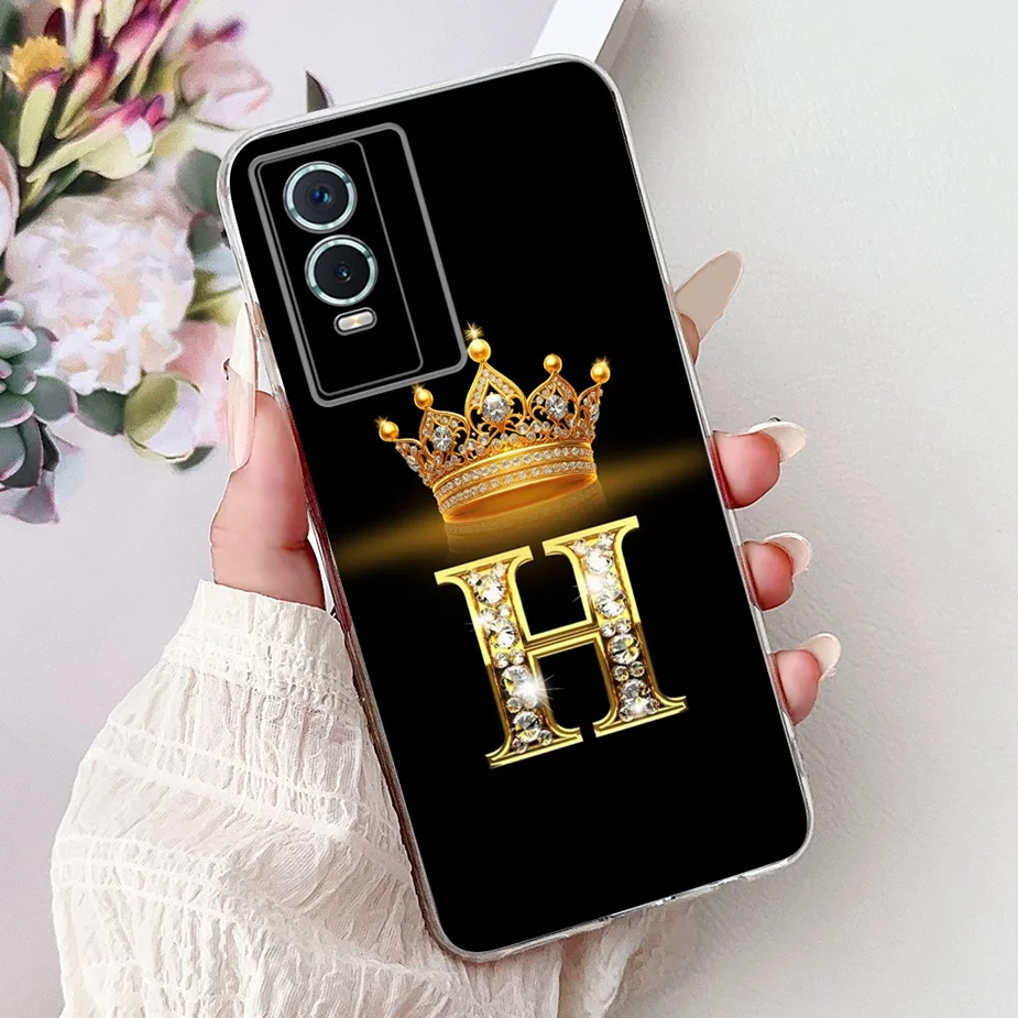 For Vivo Y76s 5G Case V2156A Luxury Crown Letters Cover Soft Silicone Slim Phone Y76 Y 76 s VivoY76 V2124 Shell
