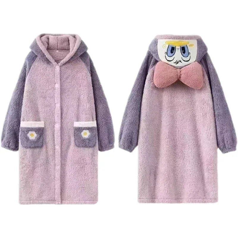 Зимняя утолщенная длинная ночная рубашка из кораллового флиса Disney Donald Duck женские