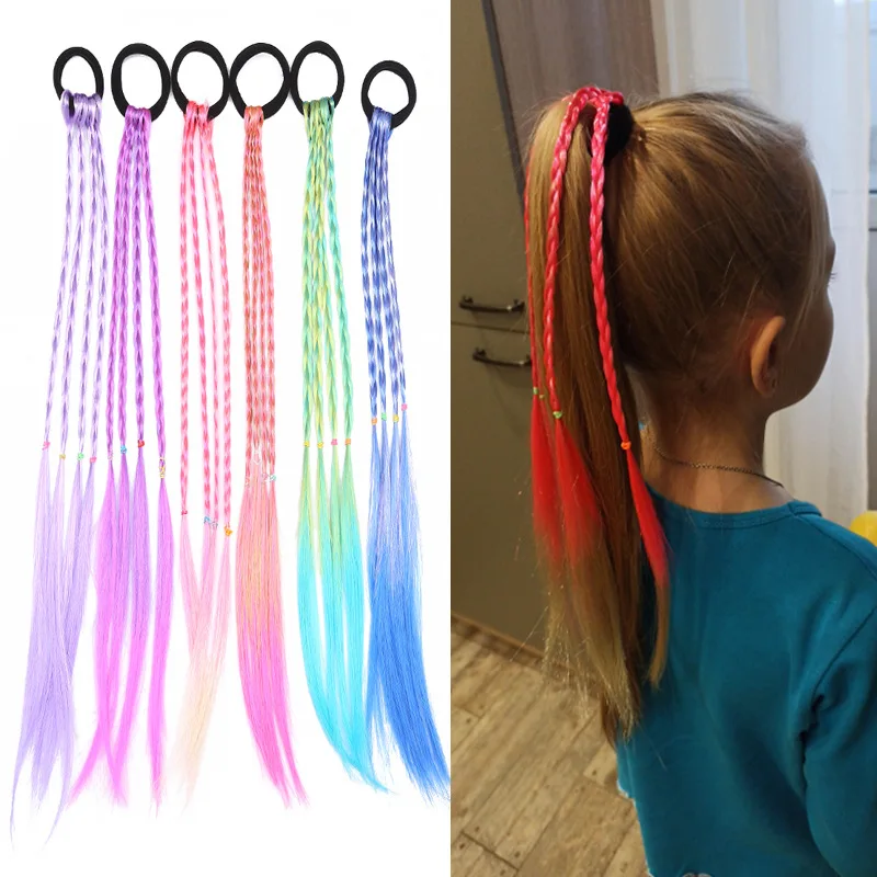 

Colorful Wigs Ponytail Headbands Rubber Bands Beauty Hair Bands Headwear Kids Hair Accessories Head Band Hair Ornament for Girl