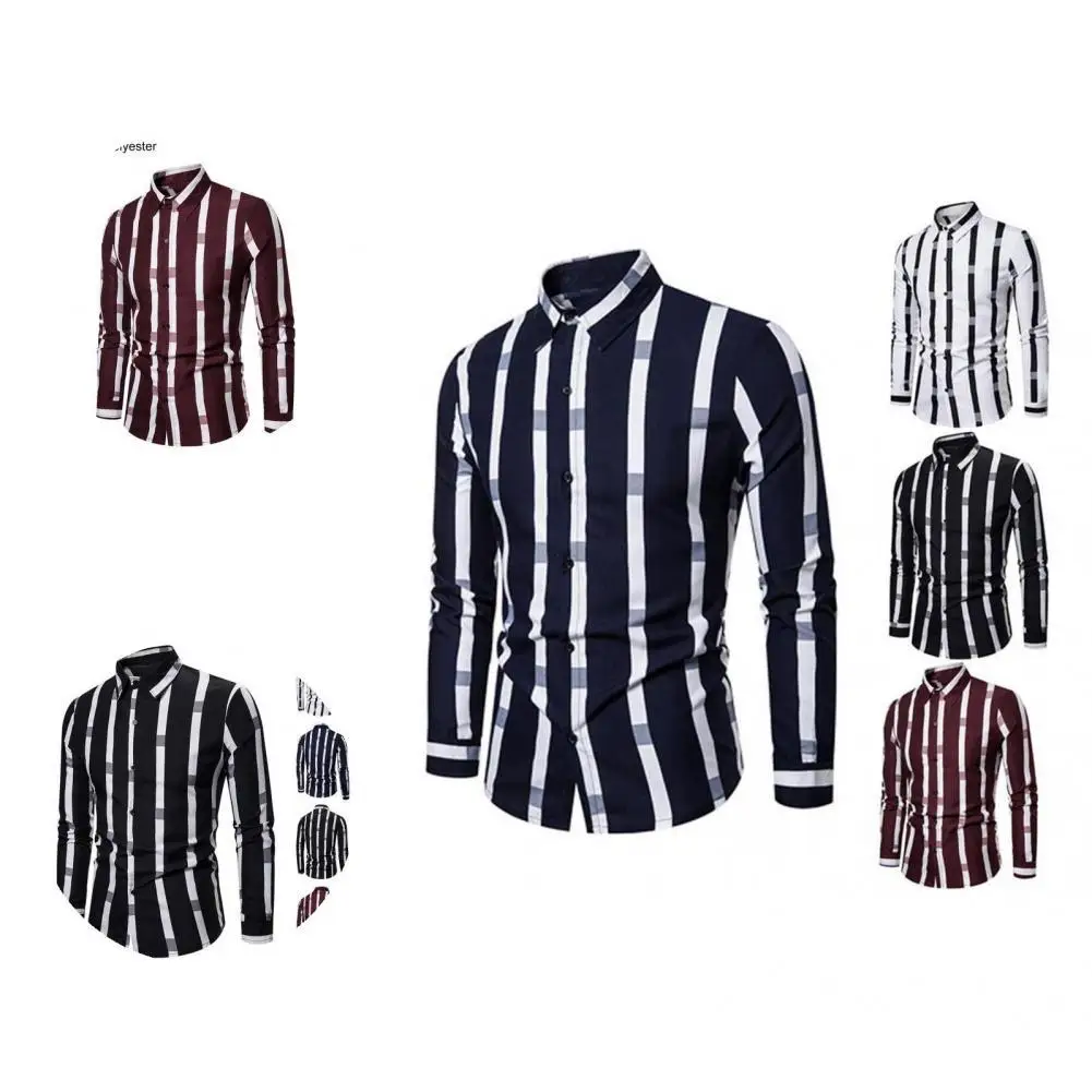 

All-Matched Shrink Resistant Vertical Striped Men Shirt Leisure Clothing