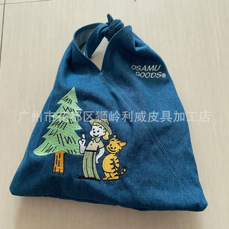 Горячая новинка: Модная джинсовая сумка OSAMU GOODS с вышивкой, милым мультяшным рисунком, для отдыха, женская, подарок на день рождения (art.: 3920dc2d506e2) - 3920dc2d506e2