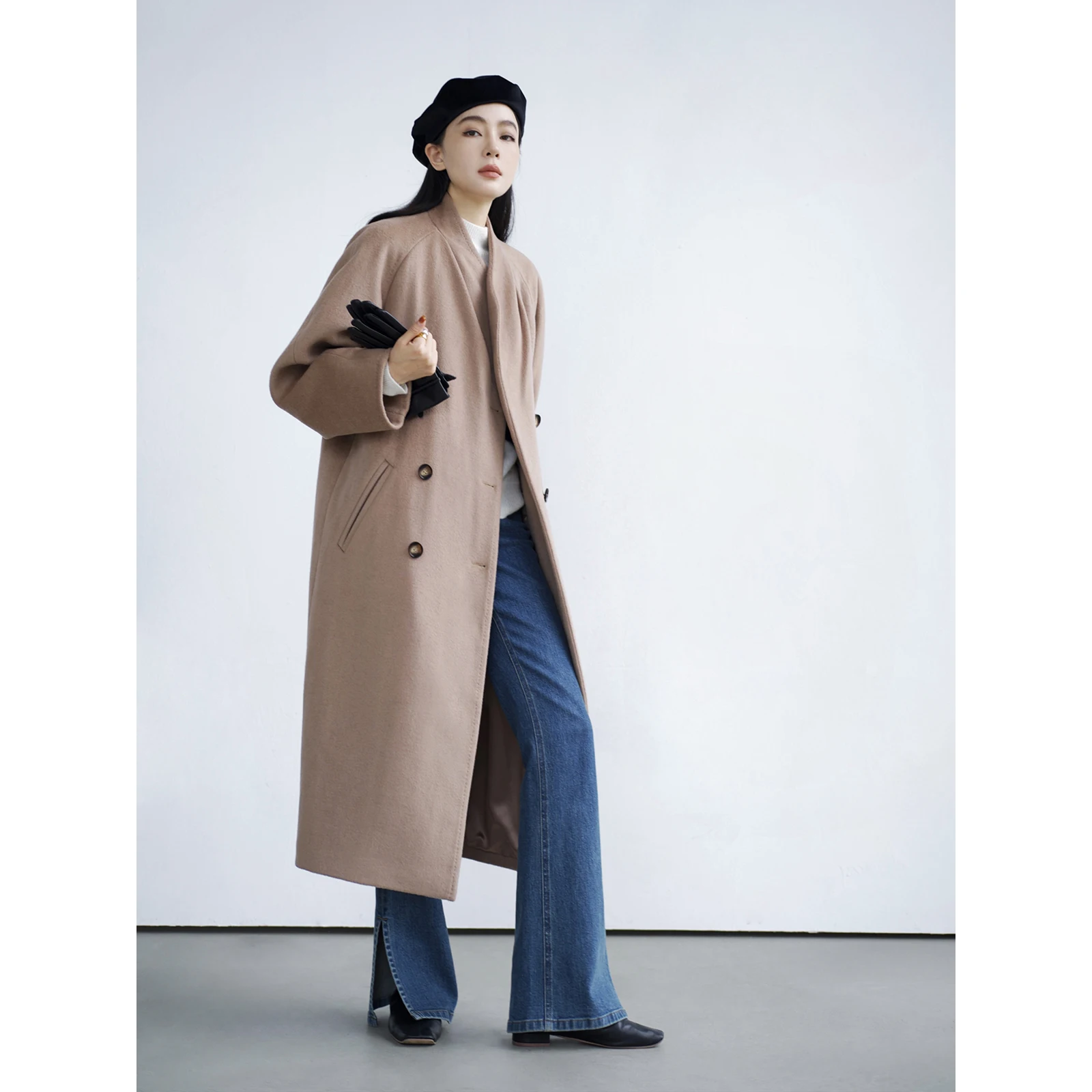 Zhou Miao Zhoumiao шерстяная куртка с воротником до половины высоты и лацканами женское