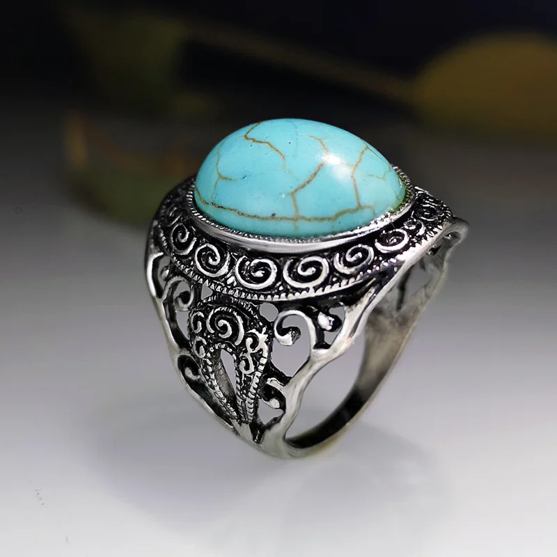 

Vintage New Imitation Agate Gem Foreign Trade Jewelry Wholesale Türkiye Craftsman Carved Flower Ring