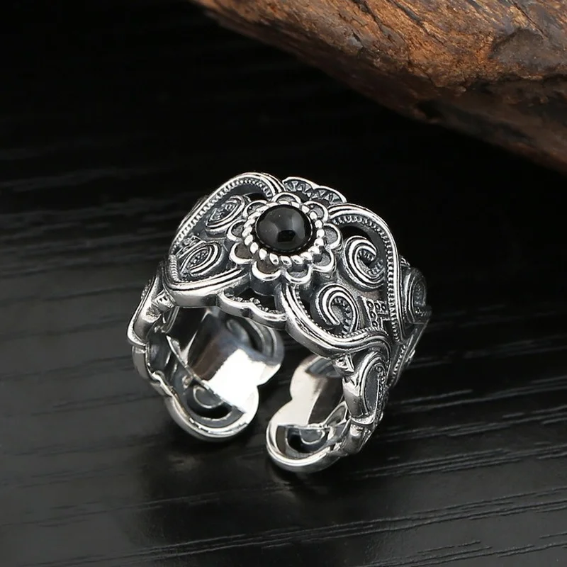 

Retro creative fashion personalized national style ring Mongolian pattern men's opening ring