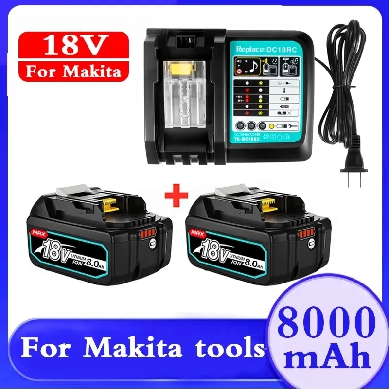 

NEW With LCD Charger Rechargeable Battery 18 V 8000mAh Lithium ion for Makita 18v Battery 8Ah BL1815 BL1850 BL1830 BL1860 LXT400