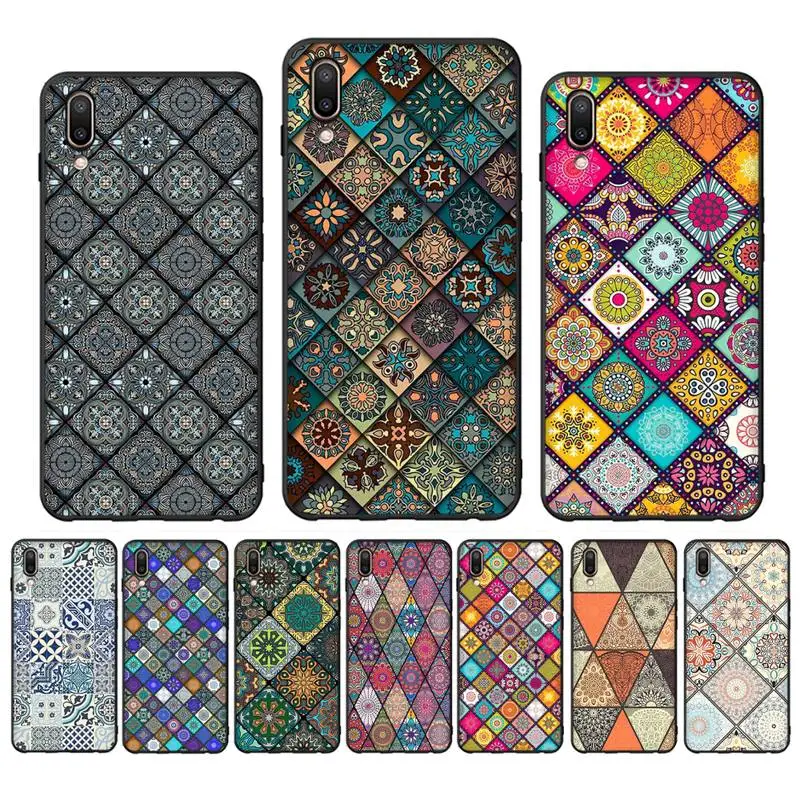 

Retro Bohemian Pattern Phone Case for Vivo Y91C Y11 17 19 17 67 81 Oppo A9 2020 Realme c3
