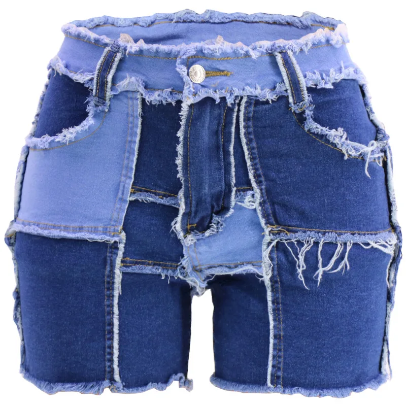 Denim Patchwork Shorts Skinny Cargo Pant Joggers Summer Y2K Streetwear Clothing 2023 Women Casual Denim Jean Biker Short Pants