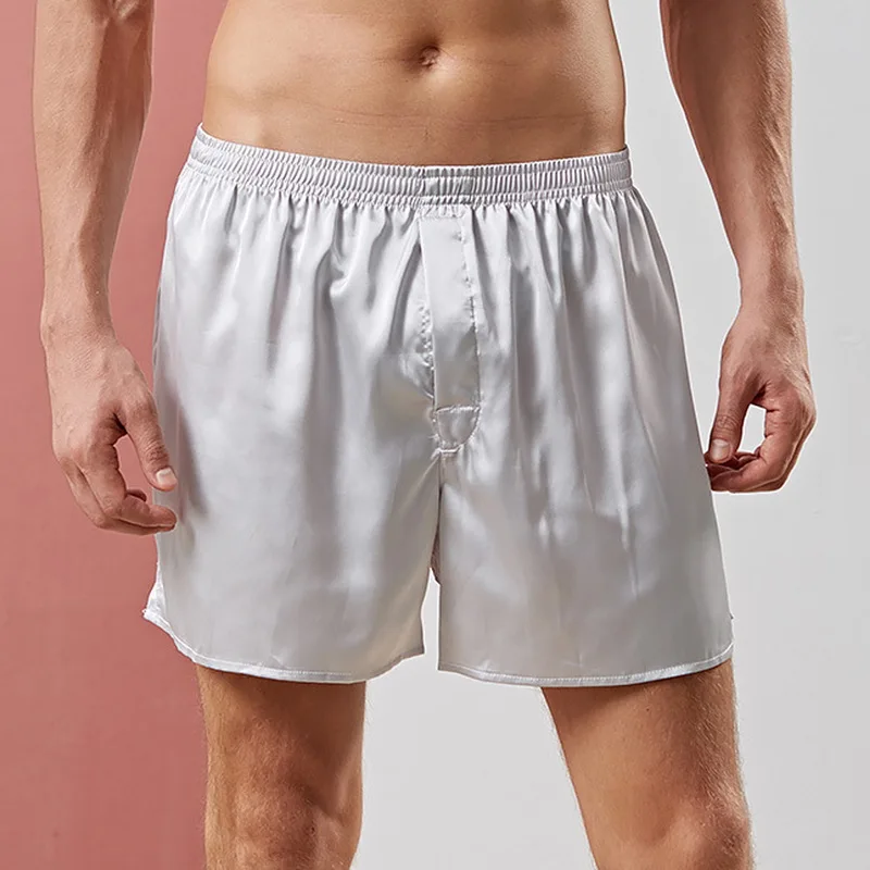 

Oeak Men's Fashion Solid Color Loose Satin Shorts New Luxury Silk Loungewear Soft Comfortable Pajama Shorts
