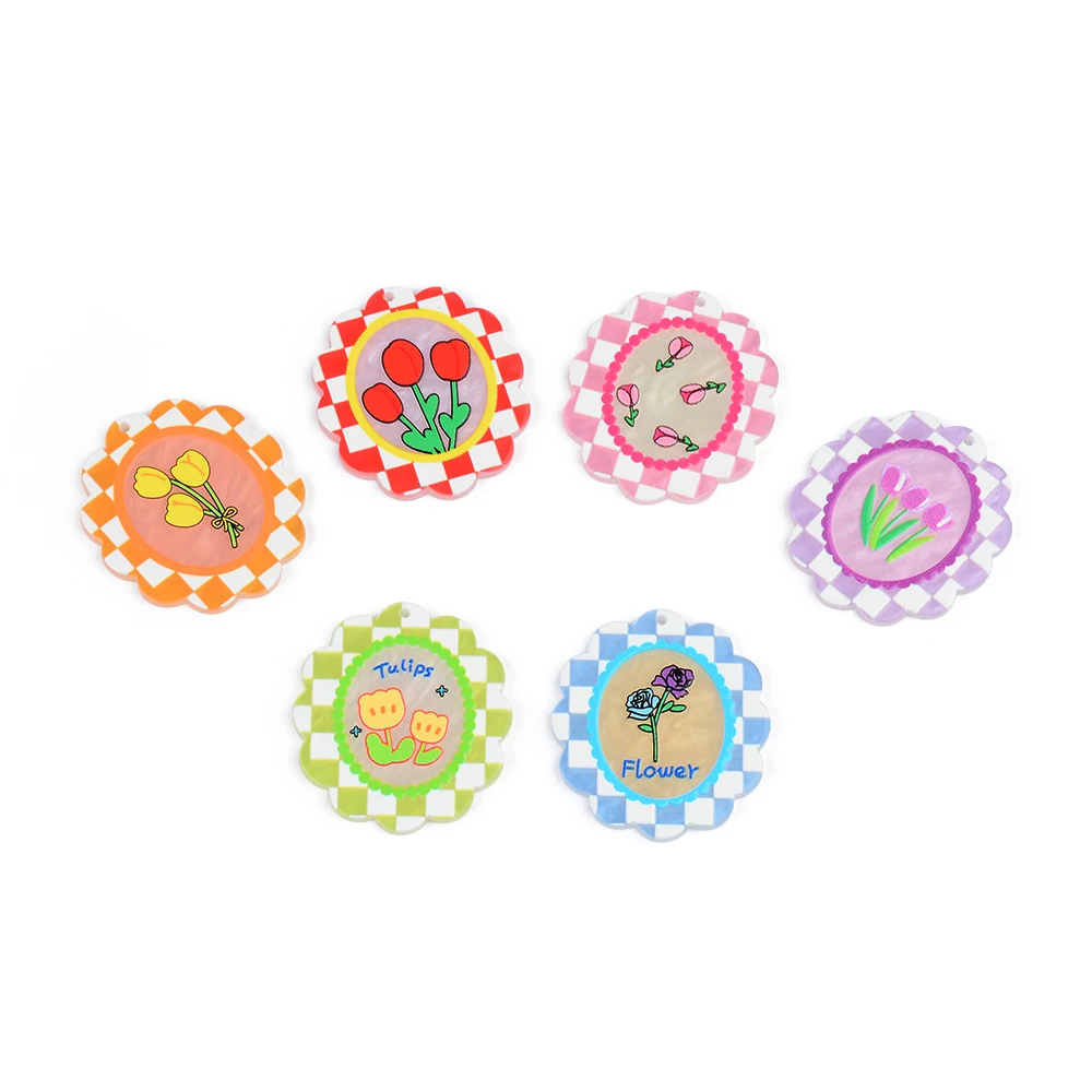 

10pc Sunflower Colorful Flower Flat Acrylic Pendants Plate Jewelry Accessories Handmades Fashion For DIY Earrings Wholesale