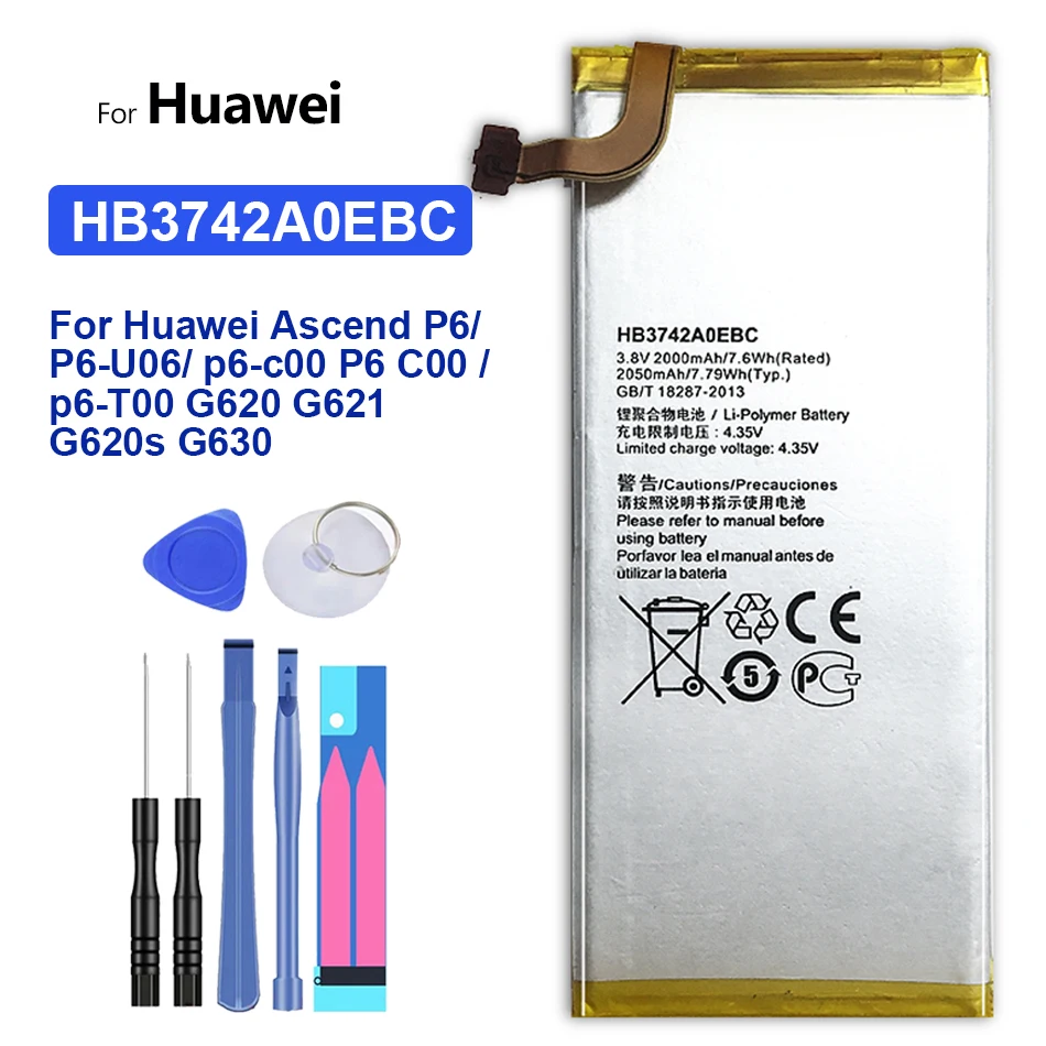 

Аккумулятор HB3742A0EBC, Сменный аккумулятор для телефона Huawei Ascend G620S G630 G7 P6 P7 G6mini / G6 G620S G630 G7 P6 P7 Mini