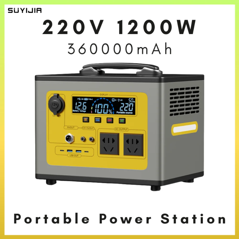 

220v 1200W Portable Power Station Large Capacity Power Bank Camping Emergency Backup for Outdoor Outage Batteries 파워뱅크220v 한국형