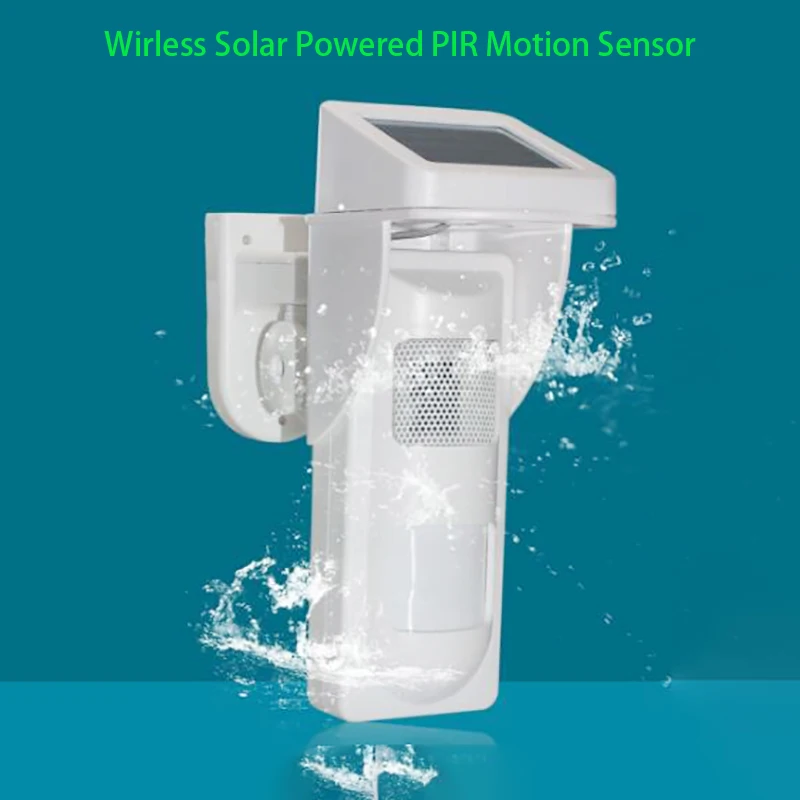Wireless Outdoor Solar powred pir motion sesnsor siren alarm detector de movimiento anti-pet Waterproof with remote controllers