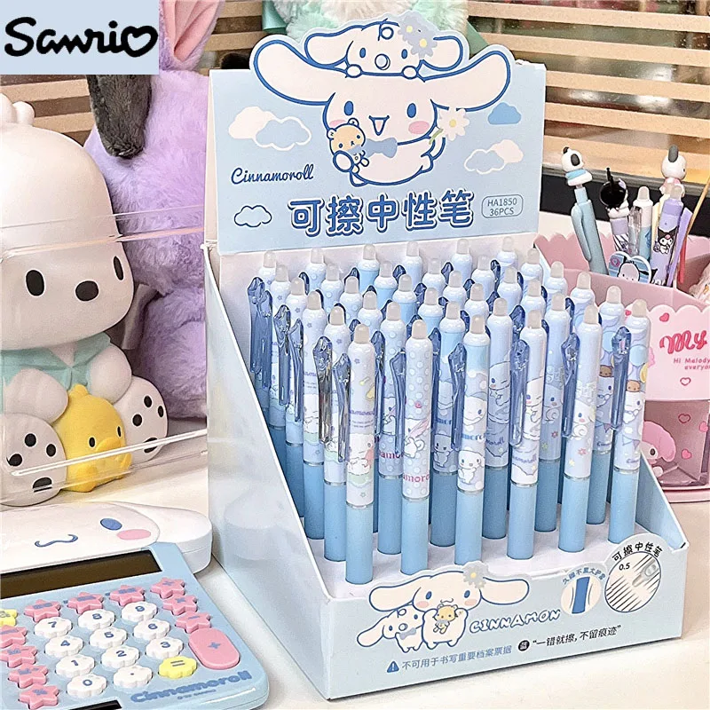 

Гелевые ручки в стиле аниме Cinnamoroll, 0,5 мм, черные, стираемые, кавайные, для учеников, канцелярские принадлежности, руководства, офисные канцелярские принадлежности, подарок